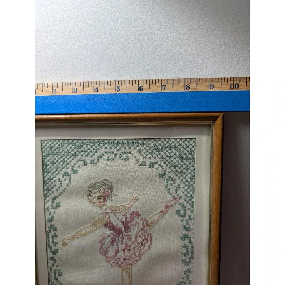 1968 Vintage‎ arabesc ballerina hand-stitched on linen frames